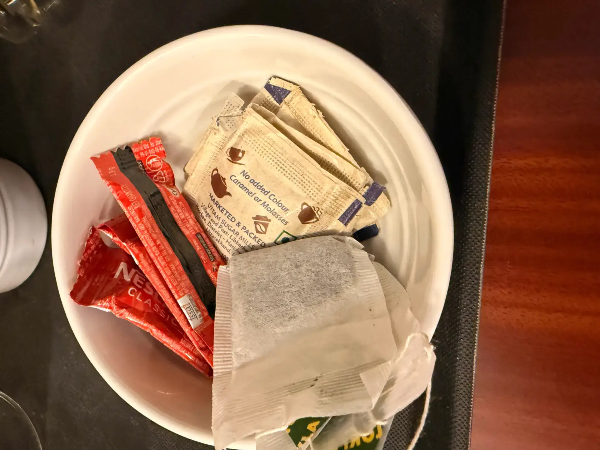 In-room tea, coffee and snack tray