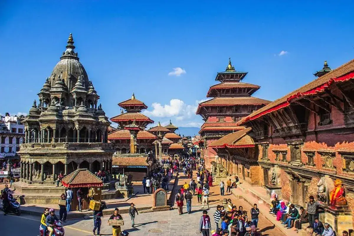 Krishna Mandir and pagoda temples in Patan Durbar Square